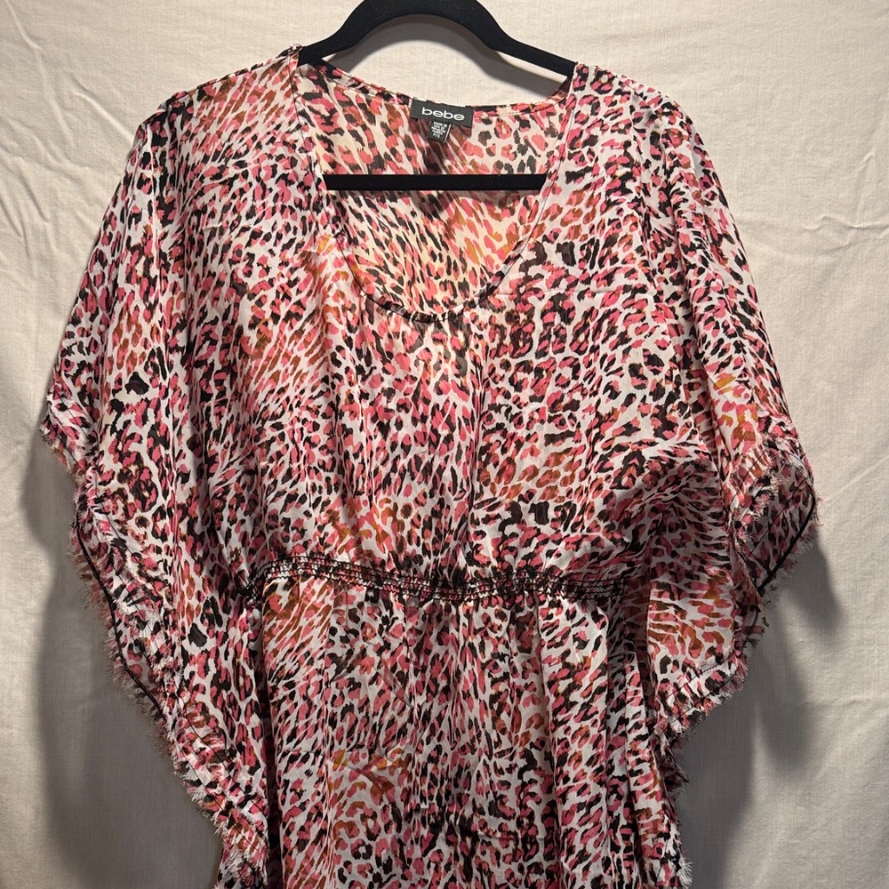 Bebe Y2K Pink Leopard Print Dress or Long Blouse (Size P/S)